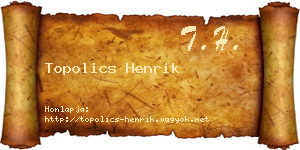 Topolics Henrik névjegykártya